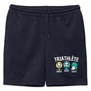 Triathlète Panda Manger Jouer Dormir Cute - Short de survêtement homme premium - bleu marine - Devant - AI Model Male 178 light (178cm)
