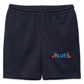 BLUES NEON - sound vision - Short de survêtement homme premium - bleu marine - Devant - AI Model Male 178 light (178cm)