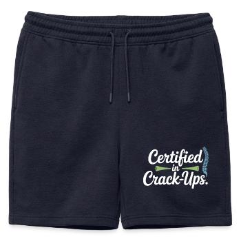 Licensed DC Clinical Vertebral Integrity  - Mens' Premium Organic Sweatshorts - navy - Front - AI Model Male 178 light (178cm)