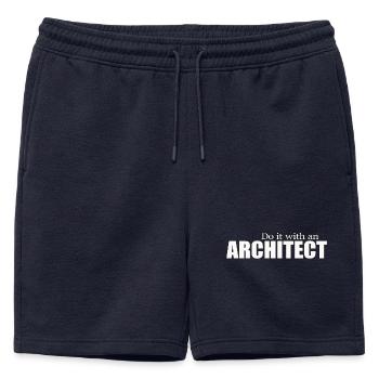 Architecte - Short de survêtement homme premium - bleu marine - Devant - AI Model Male 178 light (178cm)