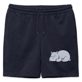 Hippopotame endormi Vecteur paresseux fatigué - Short de survêtement homme premium - bleu marine - Devant - AI Model Male 178 light (178cm)
