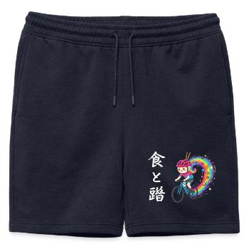 Rainbow Ride : Cycliste de Trails Foodie - Short de survêtement homme premium - bleu marine - Devant - AI Model Male 178 light (178cm)