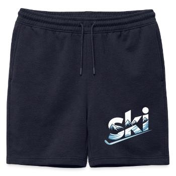 Ski Mountain Panorama Typo Design - Mens' Premium Organic Sweatshorts - navy - Front - AI Model Male 178 light (178cm)