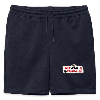 War No More – Sticker Peace & Humanity  - Short de survêtement homme premium - bleu marine - Devant - AI Model Male 178 light (178cm)