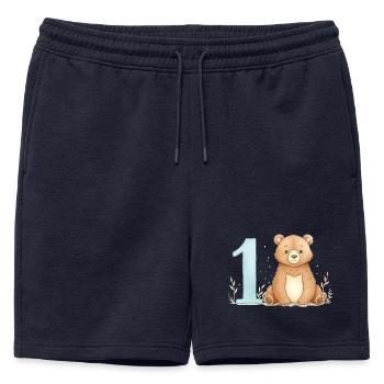 Watercolor Bear with Number 1 - Mens' Premium Organic Sweatshorts - navy - Front - AI Model Male 178 light (178cm)