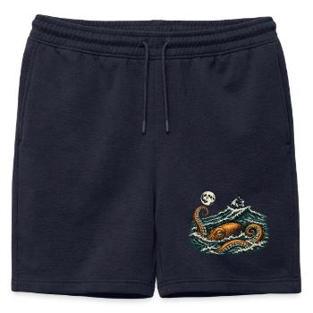 Kraken Sea Monster Poulpe Velier Vintage - Short de survêtement homme premium - bleu marine - Devant - AI Model Male 178 light (178cm)