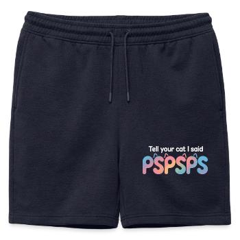 Cat Tell Your Cat Pspsps Cat Mum Meow Cats - Mens' Premium Organic Sweatshorts - navy - Front - AI Model Male 178 light (178cm)