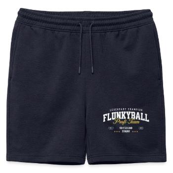 Flunkyball Champion Vintage College Design - Männer Premium Organic Sweatshorts - Navy - Vorne - AI Model Male 178 light (178cm)
