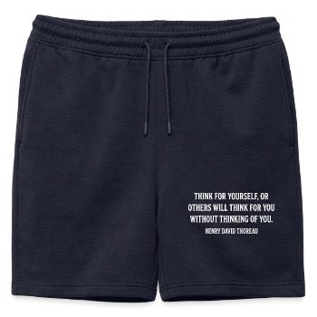 Thoreau Pense par toi-même - Short de survêtement homme premium - bleu marine - Devant - AI Model Male 178 light (178cm)