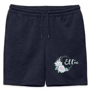 Nom de couronne de fleurs Ellie - Short de survêtement homme premium - bleu marine - Devant - AI Model Male 178 light (178cm)