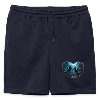 Plongée ensemble – motif de couple plongeant dans le cœur - Short de survêtement homme premium - bleu marine - Devant - AI Model Male 178 light (178cm)