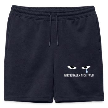 Blue Tear – Wir schauen nicht weg - Männer Premium Organic Sweatshorts - Navy - Vorne - AI Model Male 178 light (178cm)