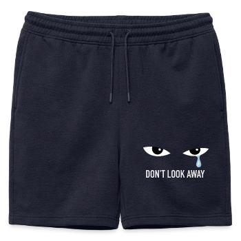 Larme bleue – Ne détourne pas le regard - Short de survêtement homme premium - bleu marine - Devant - AI Model Male 178 light (178cm)