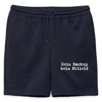 Kein Backup? Kein Mitleid! - Männer Premium Organic Sweatshorts - Navy - Vorne - AI Model Male 178 light (178cm)