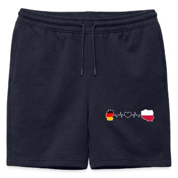 Le battement de cœur de l’Allemagne et de la Pologne - Short de survêtement homme premium - bleu marine - Devant - AI Model Male 178 light (178cm)