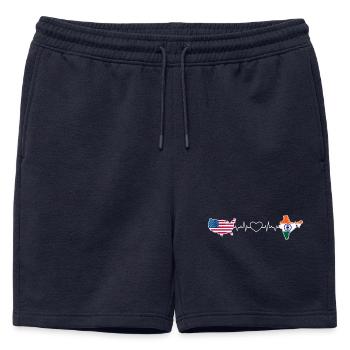 Le battement de cœur des États-Unis et de l’Inde - Short de survêtement homme premium - bleu marine - Devant - AI Model Male 178 light (178cm)