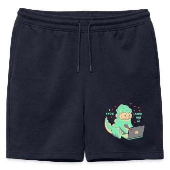 Love 💘 I frog amoi mai AI - Short de survêtement homme premium - bleu marine - Devant - AI Model Male 178 light (178cm)