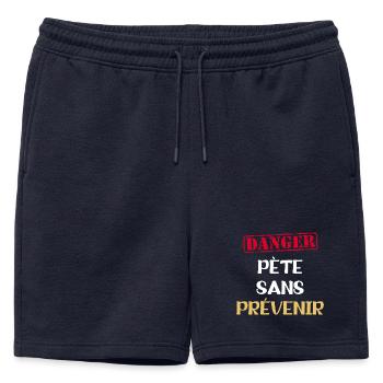 Humour danger pète sans prévenir prout -beauf caca - Short de survêtement homme premium - bleu marine - Devant - AI Model Male 178 light (178cm)