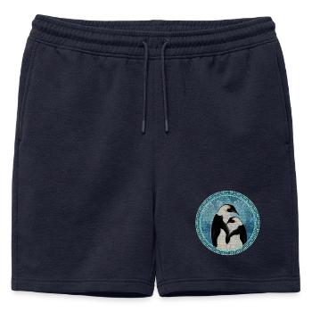 deux pingouins magiques en mosaïque - Short de survêtement homme premium - bleu marine - Devant - AI Model Male 178 light (178cm)