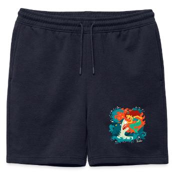 Sirène versus Requin - Short de survêtement homme premium - bleu marine - Devant - AI Model Male 178 light (178cm)
