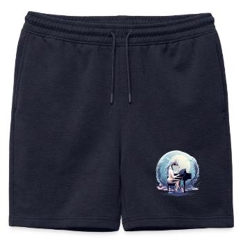 Licorne au clair de lune au piano - Short de survêtement homme premium - bleu marine - Devant - AI Model Male 178 light (178cm)