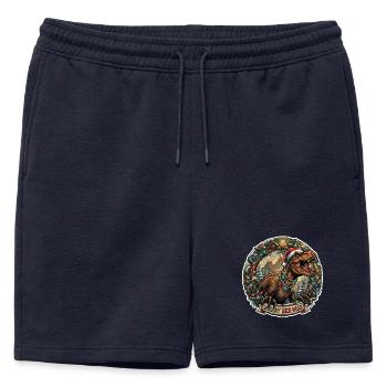 Rex-Mas Dino dans une couronne de lumières - Short de survêtement homme premium - bleu marine - Devant - AI Model Male 178 light (178cm)