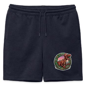 Raptor Christmas Wreath Dino-Festive - Mens' Premium Organic Sweatshorts - navy - Front - AI Model Male 178 light (178cm)