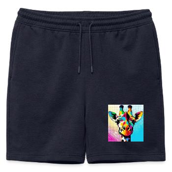 Girafe Pop Art - Short de survêtement homme premium - bleu marine - Devant - AI Model Male 178 light (178cm)