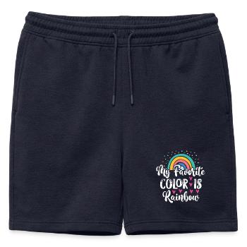 LGBTQ Pride Month - Meine Lieblingsfarbe ist Regenbogen - Männer Premium Organic Sweatshorts - Navy - Vorne - AI Model Male 178 light (178cm)