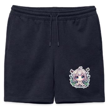 Magie des Fleurs Chibi - Short de survêtement homme premium - bleu marine - Devant - AI Model Male 178 light (178cm)