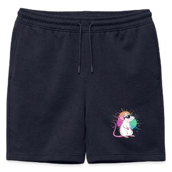 Elegant rat under colored shards - Mens' Premium Organic Sweatshorts - navy - Front - AI Model Male 178 light (178cm)