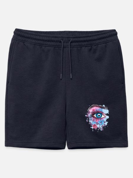 Blue Psychedelic Floral Eye - Mens' Premium Organic Sweatshorts - navy
