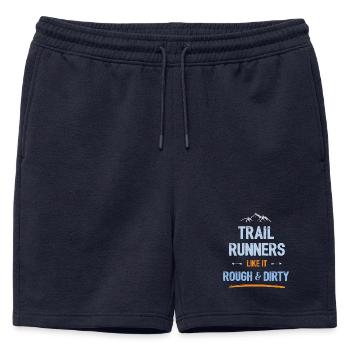 Trail Runners Like It Rough and Dirty - Mens' Premium Organic Sweatshorts - navy - Front - AI Model Male 178 light (178cm)