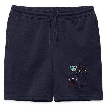 Bons amis, chien et chat - Short de survêtement homme premium - bleu marine - Devant - AI Model Male 178 light (178cm)