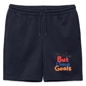 Fatigué mais j'ai des objectifs - Short de survêtement homme premium - bleu marine - Devant - AI Model Male 178 light (178cm)