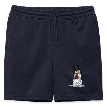 Bonhomme de neige Swirly heureux - Short de survêtement homme premium - bleu marine - Devant - AI Model Male 178 light (178cm)