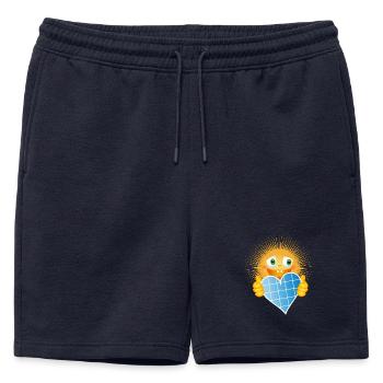 Soleil radieux avec un cœur fait de cellules solaires - Short de survêtement homme premium - bleu marine - Devant - AI Model Male 178 light (178cm)