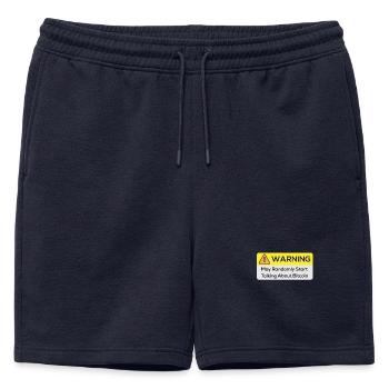Warning : May Randomly Start Talking About Bitcoin - Short de survêtement homme premium - bleu marine - Devant - AI Model Male 178 light (178cm)