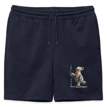 Drôle d’ours brun avec jouet câlin - Short de survêtement homme premium - bleu marine - Devant - AI Model Male 178 light (178cm)