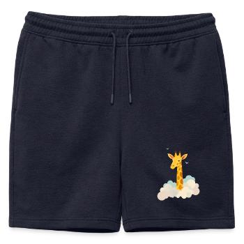 Douce girafe au-dessus des nuages – Motif onirique - Short de survêtement homme premium - bleu marine - Devant - AI Model Male 178 light (178cm)