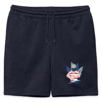 Marin capitaine tatouage pipe mer côte moin barbe - Short de survêtement homme premium - bleu marine - Devant - AI Model Male 178 light (178cm)