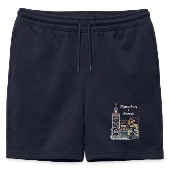 Ratisbonne, Brückturm, Bavière - Short de survêtement homme premium - bleu marine - Devant - AI Model Male 178 light (178cm)