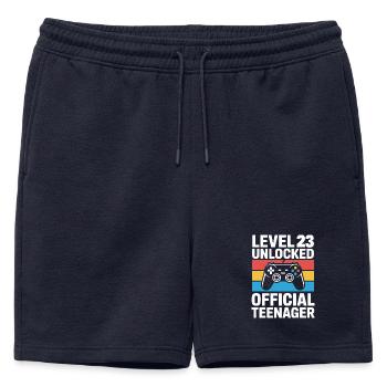 Niveau 23 Adolescent Officiel - Short de survêtement homme premium - bleu marine - Devant - AI Model Male 178 light (178cm)