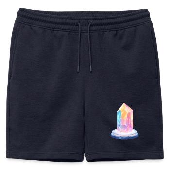 Cristal pastel sur piédestal - Short de survêtement homme premium - bleu marine - Devant - AI Model Male 178 light (178cm)