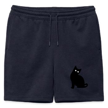 Silhouette de chat Cadeau noir Amoureux des chats - Short de survêtement homme premium - bleu marine - Devant - AI Model Male 178 light (178cm)