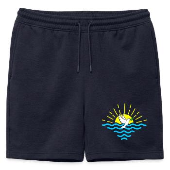 Sun dove and palm branch - Mens' Premium Organic Sweatshorts - navy - Front - AI Model Male 178 light (178cm)