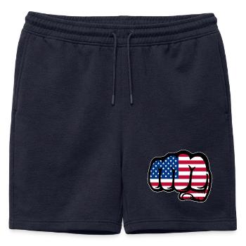 Drapeau des États-Unis main poing - Short de survêtement homme premium - bleu marine - Devant - AI Model Male 178 light (178cm)