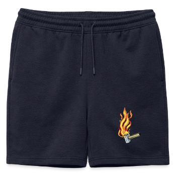 Flammenhammer Kraft - Männer Premium Organic Sweatshorts - Navy - Vorne - AI Model Male 178 light (178cm)