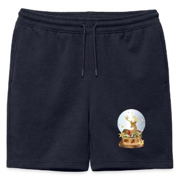 boule à neige nostalgique avec des cerfs pour Noël - Short de survêtement homme premium - bleu marine - Devant - AI Model Male 178 light (178cm)