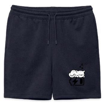 Sleepy Kitty (Color Changeable - 3 colors) - Mens' Premium Organic Sweatshorts - navy - Front - AI Model Male 178 light (178cm)